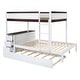 preview thumbnail 9 of 13, Full Bunk Bed with Trundle, Desk & USB Outlets, Space-Saving Design, White+Walnut