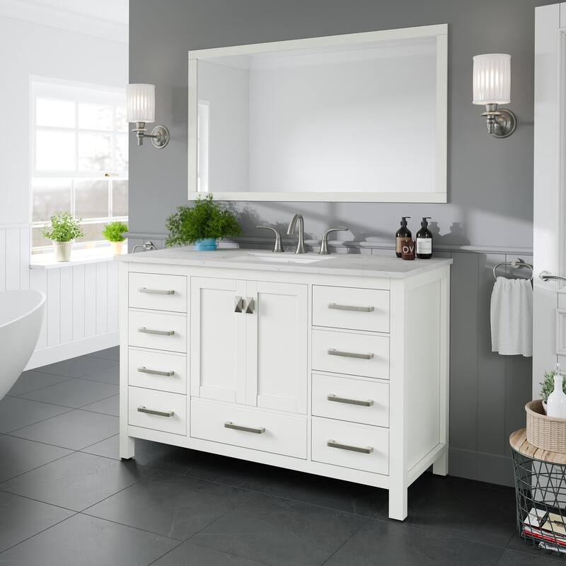 Eviva Aberdeen 42"W x 22"D Bath Vanity with Carrara Quartz Top
