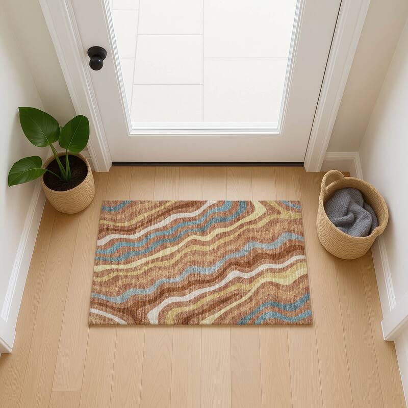 Machine Washable Indoor/ Outdoor Modern Eureka Chantille Rug