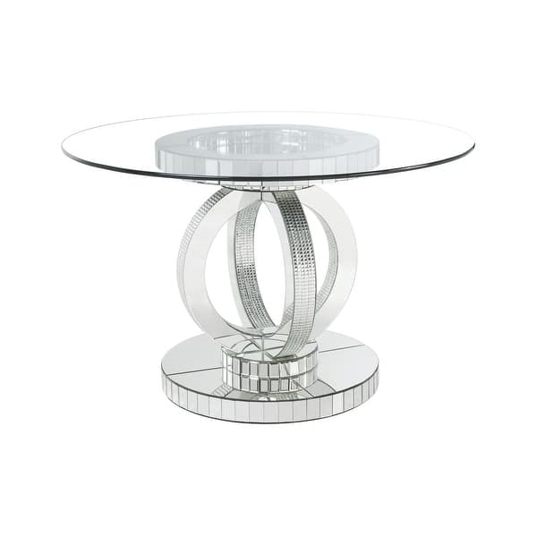 slide 2 of 5, ACME Ornat Dining Table in Clear, Mirrored and Faux Diamonds