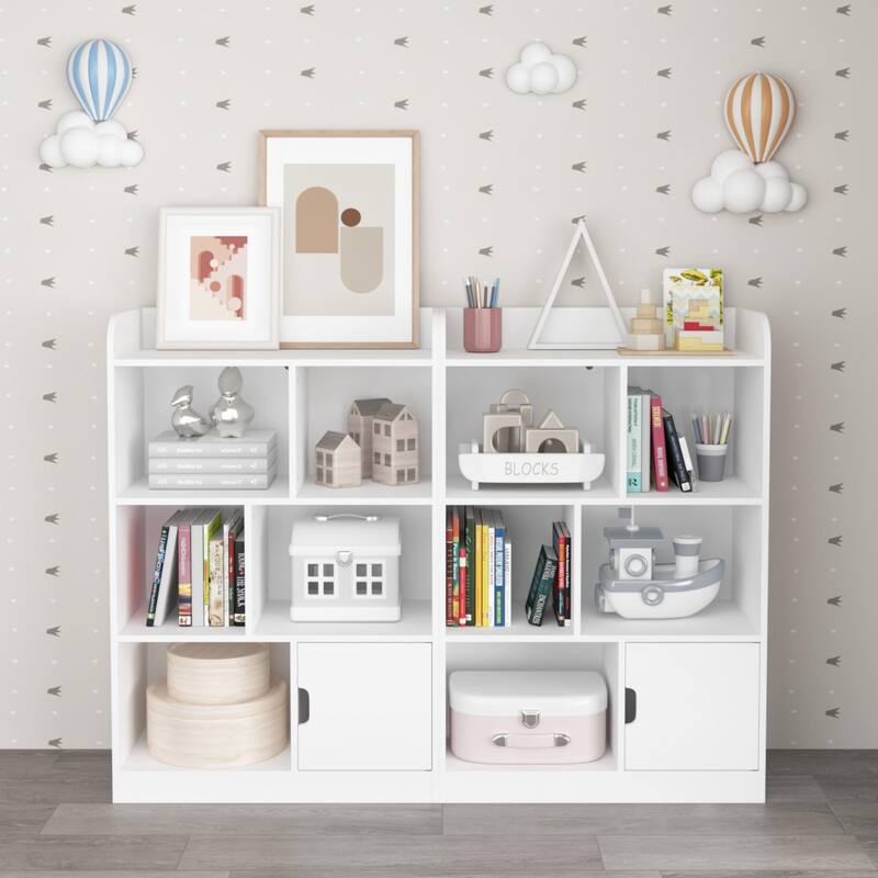 Anmytek White 6 Compartment Kids Bookcase Freestanding Cube Organizer Shelves
