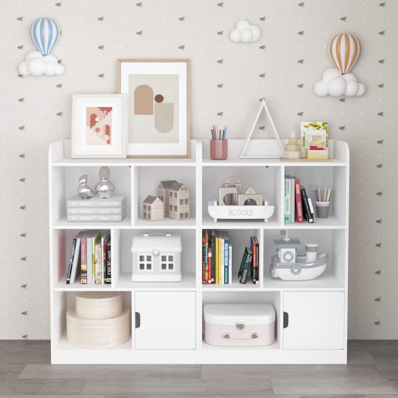 Kids Bookcase, Bookshelf with 6 Compartments - White