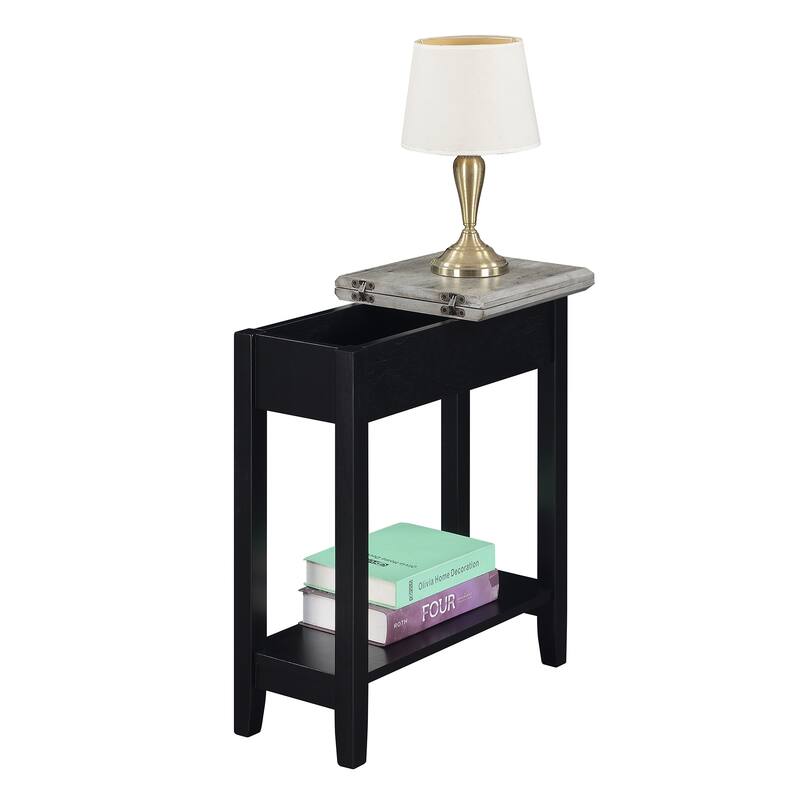 Convenience Concepts American Heritage Flip Top End Table with Shelf