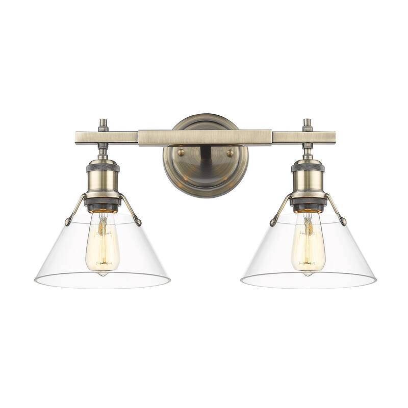 Yep by Golden Lighting Orwell 2-light Vanity in Aged Brass and Clear Glass - Gold