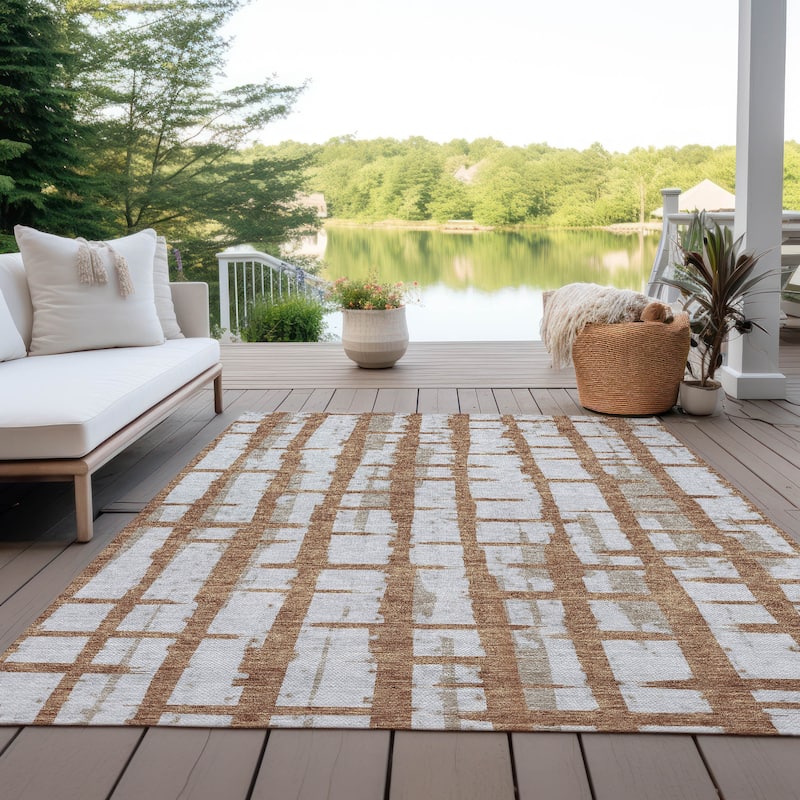 Machine Washable Indoor/ Outdoor Chantille Contemporary Ombre Rug - Paprika - 3' x 5'