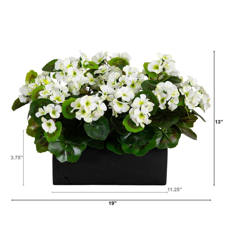 13-in UV Resistant Artificial Geranium in Rectangular Planter