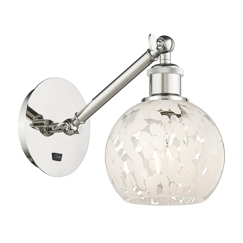 Innovations Lighting 317-1W-8-6 White Mouchette Sconce White Mouchette - Polished Nickel