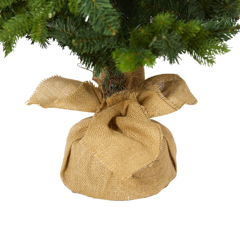 5ft. Fir Look Artificial Christmas Tree with 190 Clear LED Lights, Burlap Base & 1217 Branches - Rustic Holiday X-Mas Tree