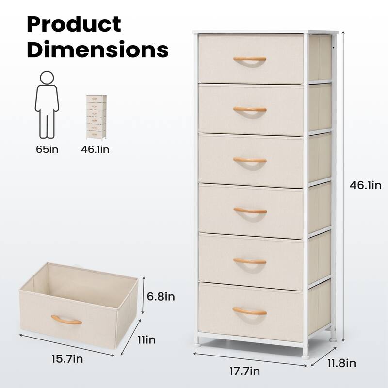 VredHom 6 Drawers Vertical Dresser Storage Tower