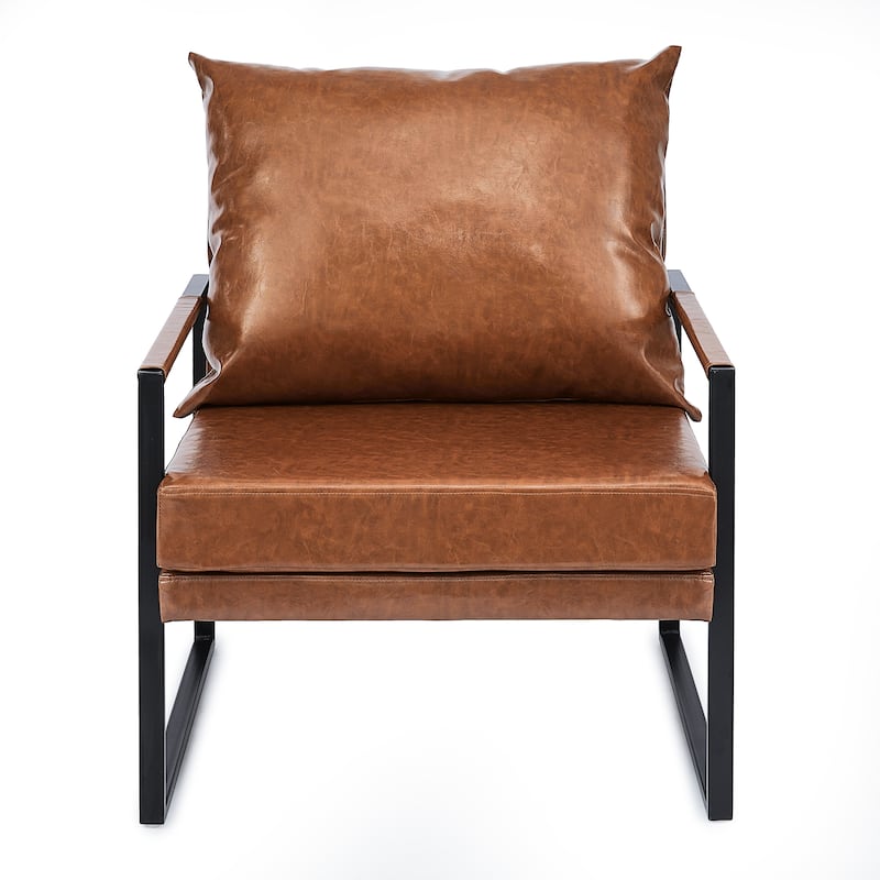 CO-Z Mid Century Modern Accent Chair with Faux Leather Upholstery