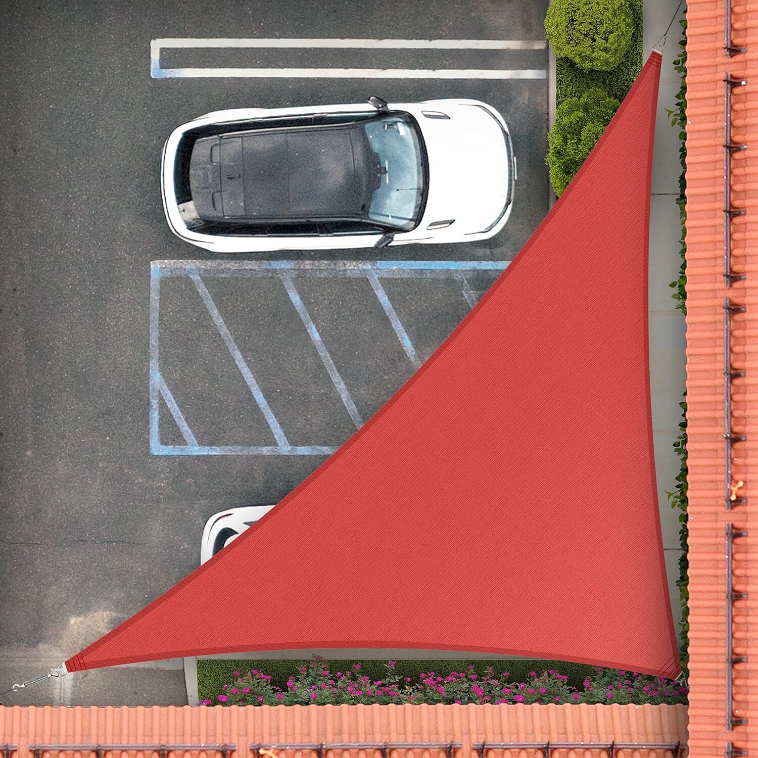 8' x 14' x 16.1' Red Right Triangle Sun Shade Sail, UPF50+, 95% UV Blockage, Heavy Duty, 3-Year Warranty