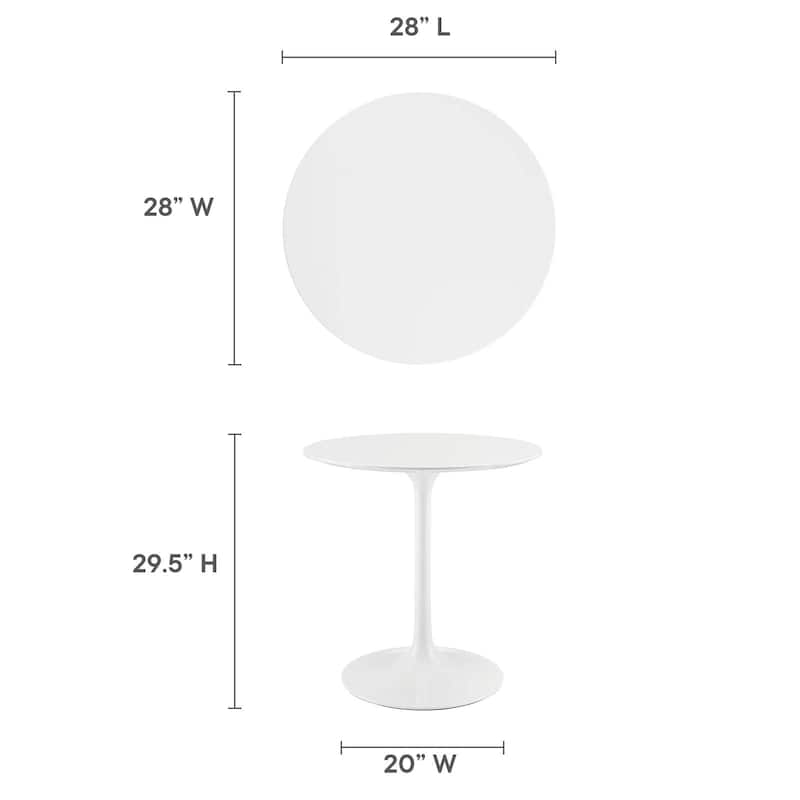 Round Wood Top Dining Table - White