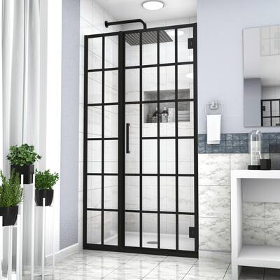 Matte Black Semi-Frameless Hinged Shower Door