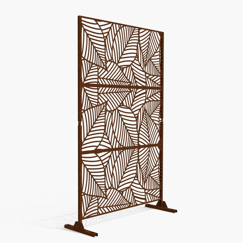 Free Standing Decorative Outdoor Privacy Screen - 01-Reddish Brown