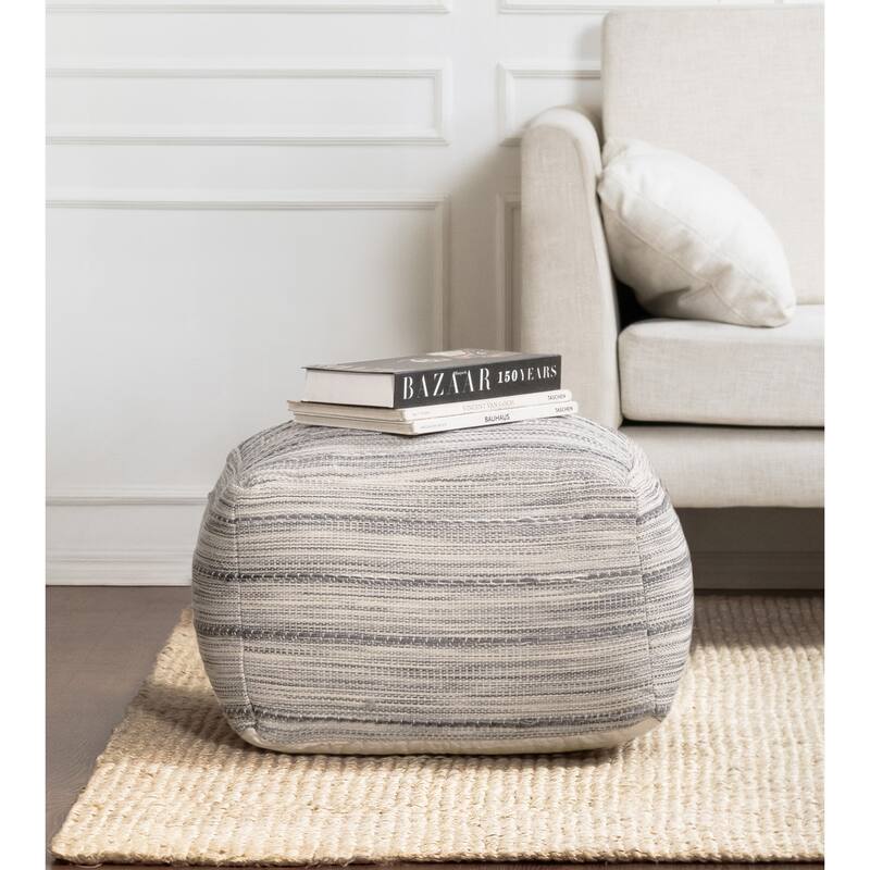 Jani Joya 22 x 22 x 16 Square Gray Pouf Ottoman - Handmade Footrest for Living Room, Bedroom - Charcoal