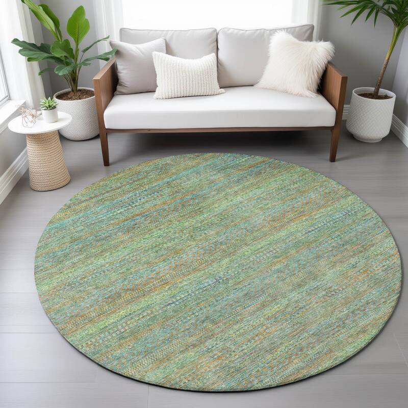 Machine Washable Indoor/Outdoor Modern Stripes Chantille Rug