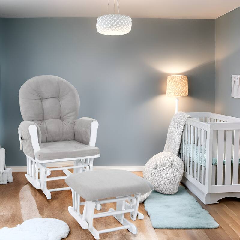 Ultimate Nursery Comfort - Glider and Ottoman Set with Reclining Cushion Chair, Rocker Chair with Padded Back and Armrests