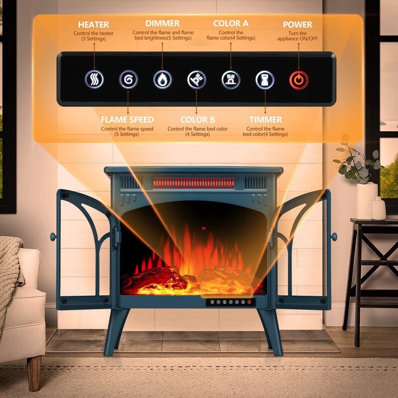 Infrared Electric Fireplace Stove Freestanding Fireplace Heater, with  Adjustable Brightness and Heating Mode - Bed Bath u0026 Beyond - 38856205