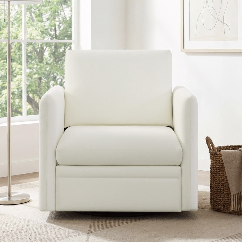 Spruce & Spring Modern Upholstered Swivel Accent Chair with Reversible Back Cushion