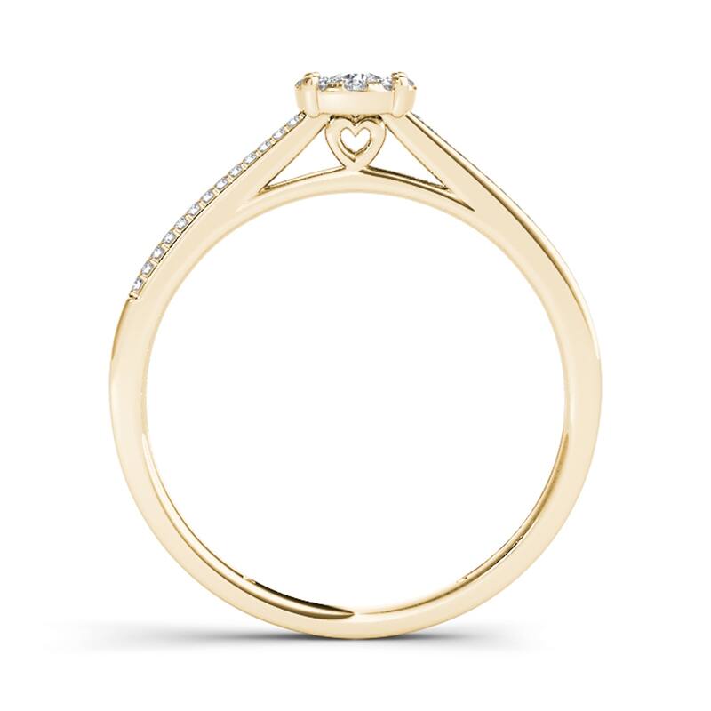 1/6ct TDW Diamond Cluster Engagement Ring in 10k Yellow Gold for Women