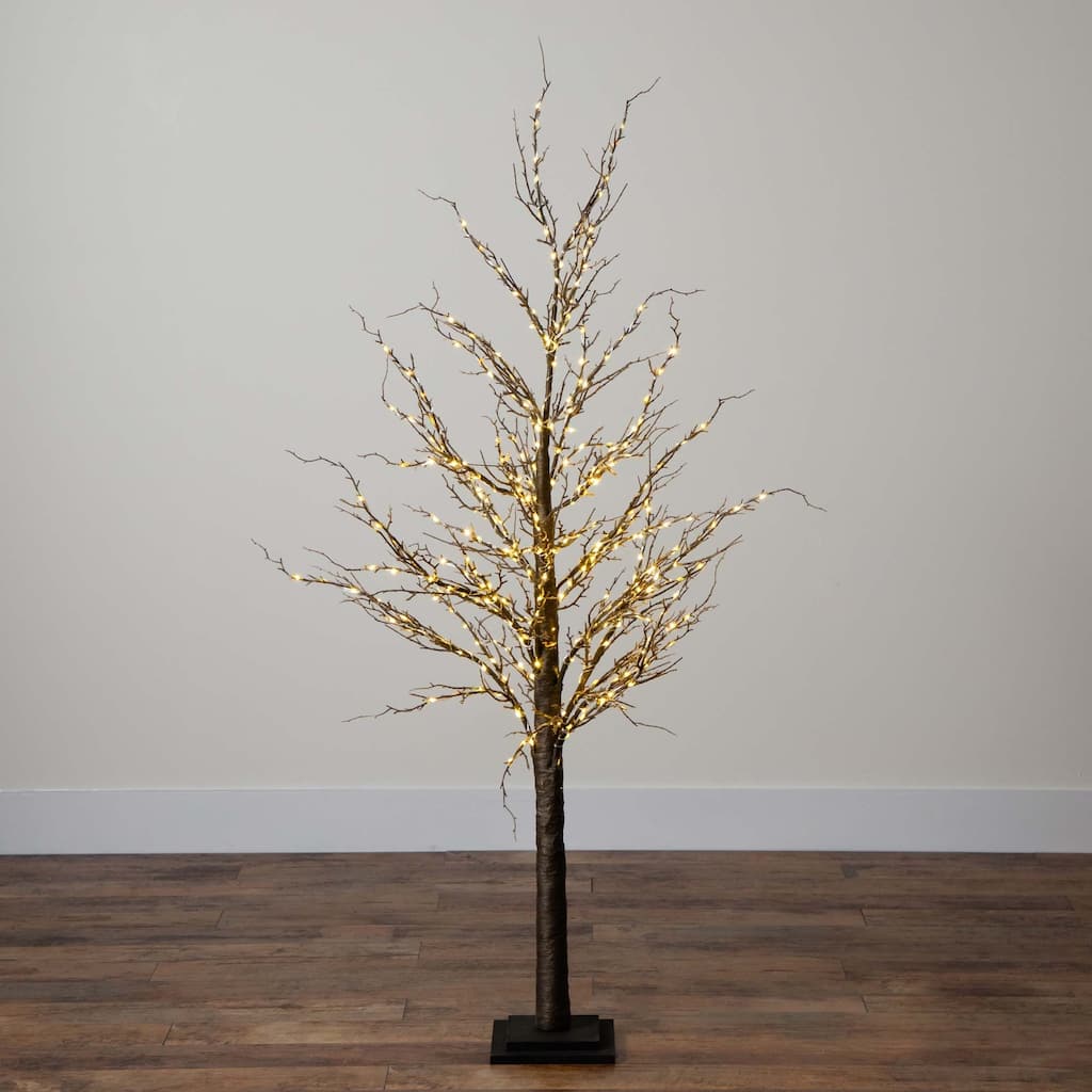 Pre-Lit Brown Twig Artificial Christmas Tree - 5' - Warm White LED Lights