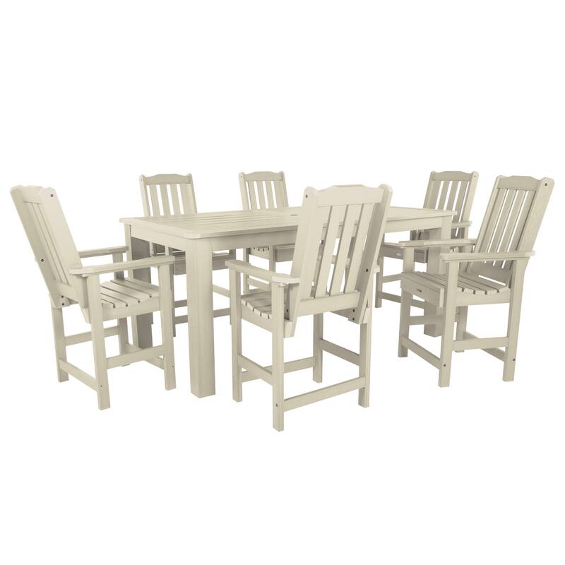 HIGHWOOD 7-Piece Outdoor Dining Set - 42" x 84" Table, Counter-height - Whitewash