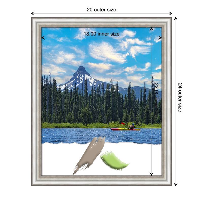Salon Silver Narrow Picture Frame, Photo Frame, Artwork Frame - 18x22 - Salon Silver Narrow