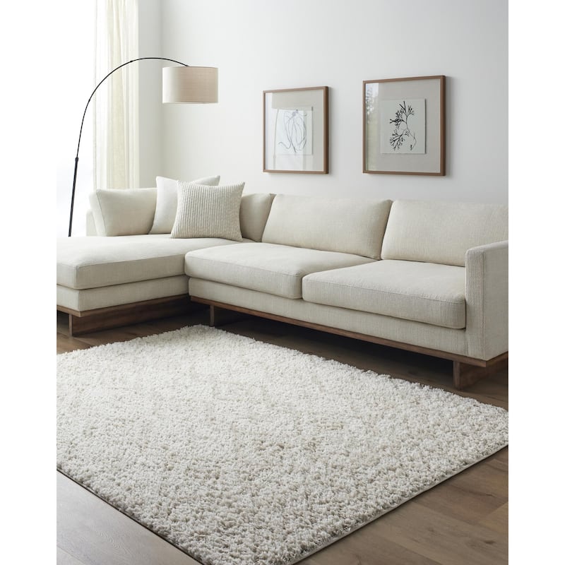 Livabliss Maryland Shag Modern & Contemporary Solid Area Rug - White/Off-White - 7' 10" x 10'