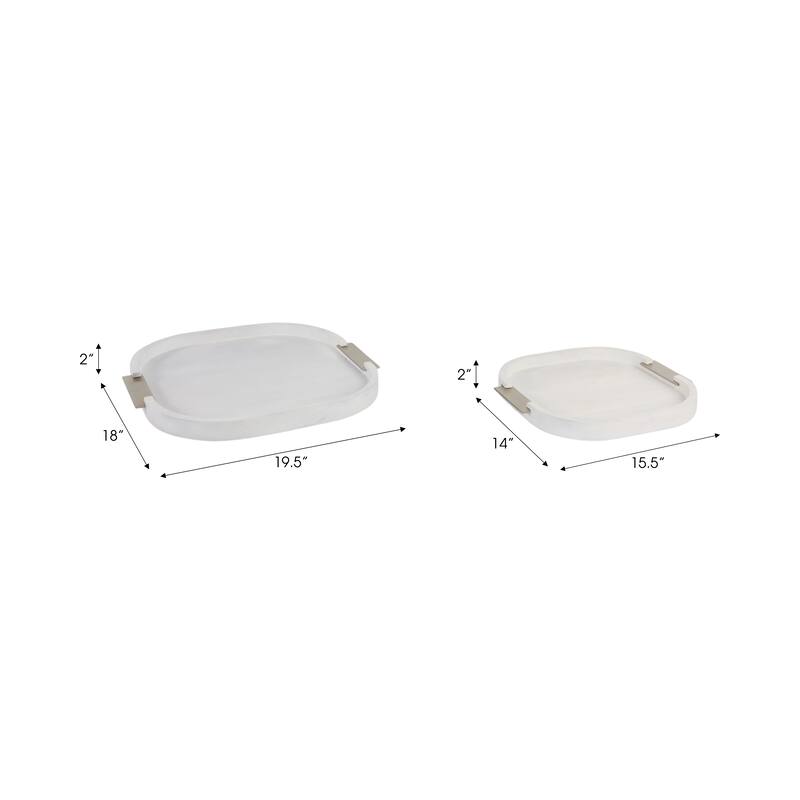 Decorative Square Wood Accent Tray - Set of 2 - 18", 14", White - 18.0"