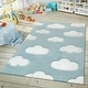 preview thumbnail 14 of 21, Kids Rug with Clouds in Pastel Colors for Children's Room or Nursery