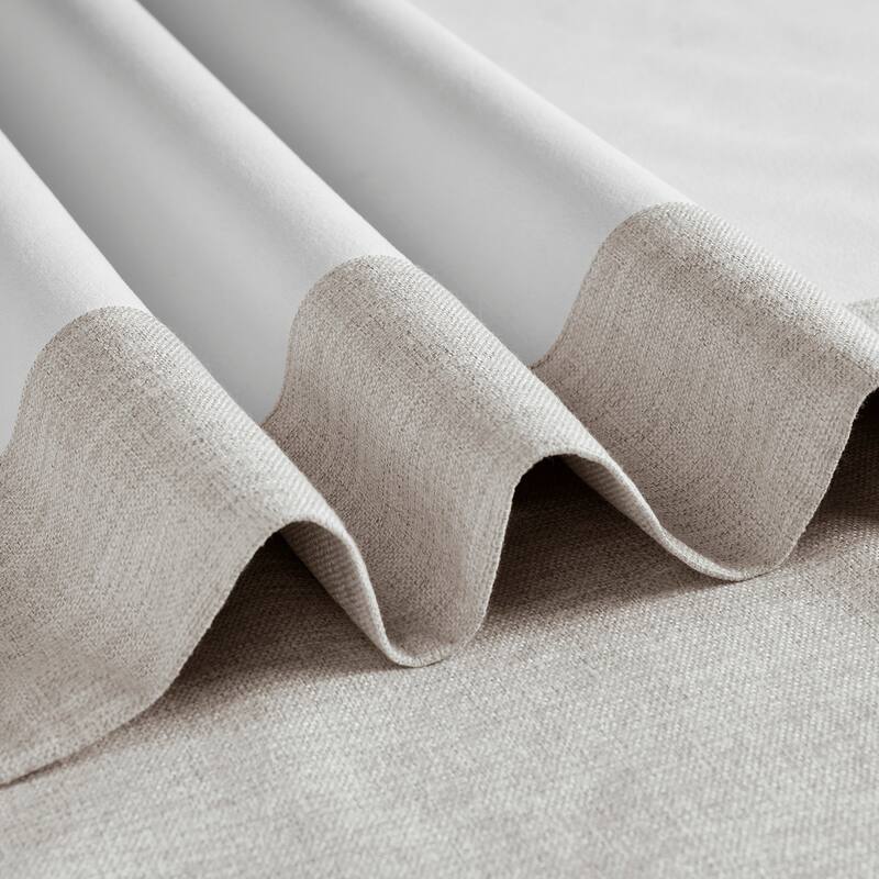Exclusive Fabrics Boho Chic Faux Linen Blackout Curtains for Bedroom & Living Room Curtains - 2 Panel Drapes