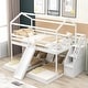 preview thumbnail 11 of 25, Solid Pine Wood and MDF Full over Twin & Twin Bunk Bed,Built-in Drawer and Shelf,with Slide and Storage Staircase