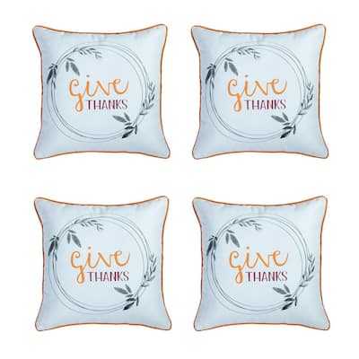 Decorative Fall Thanksgiving Throw Pillow Cover Quote Square Set of 4