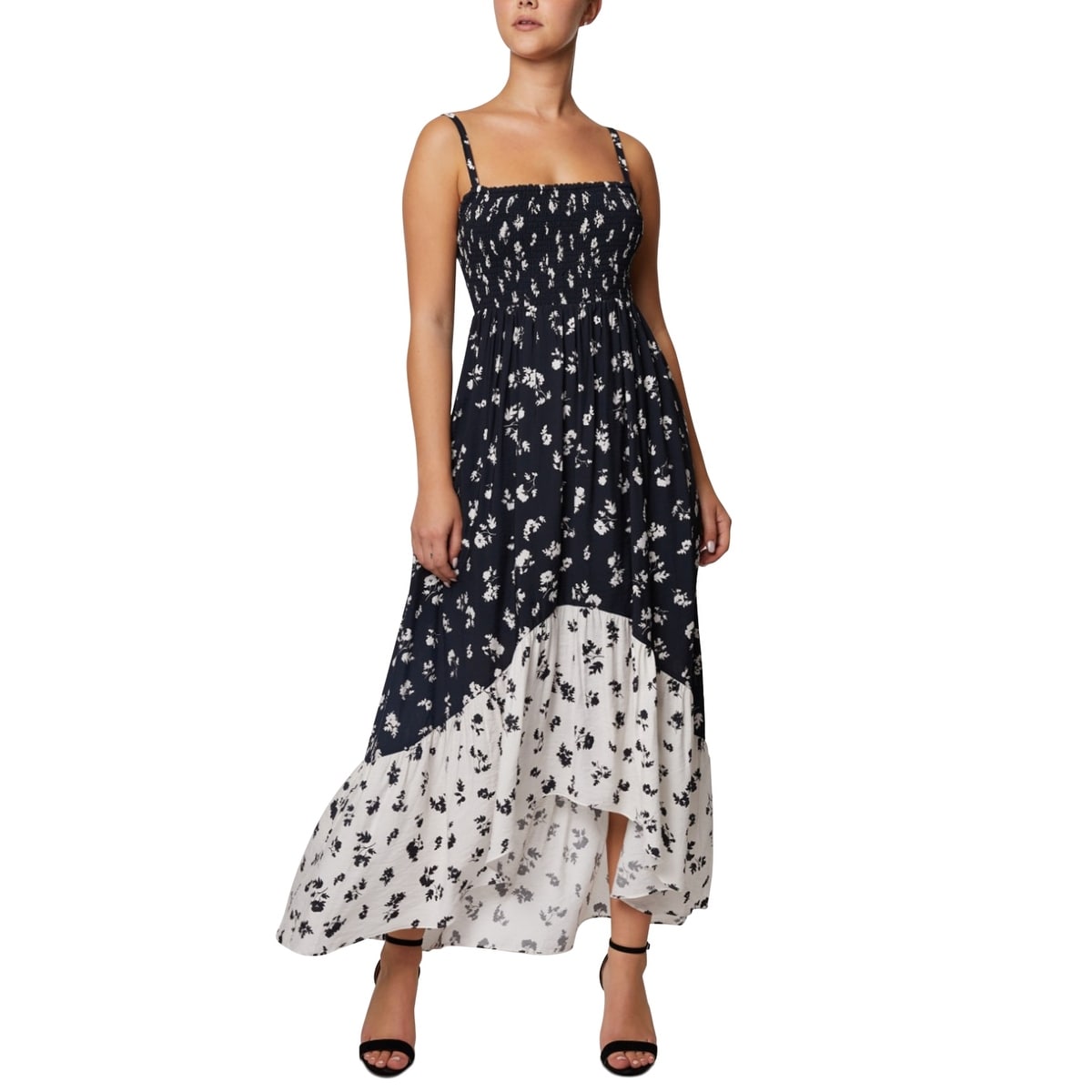 Laundry By Shelli Segal Women's Floral Print Smocked Maxi Dress Black Size  12 - Bed Bath & Beyond - 40631417