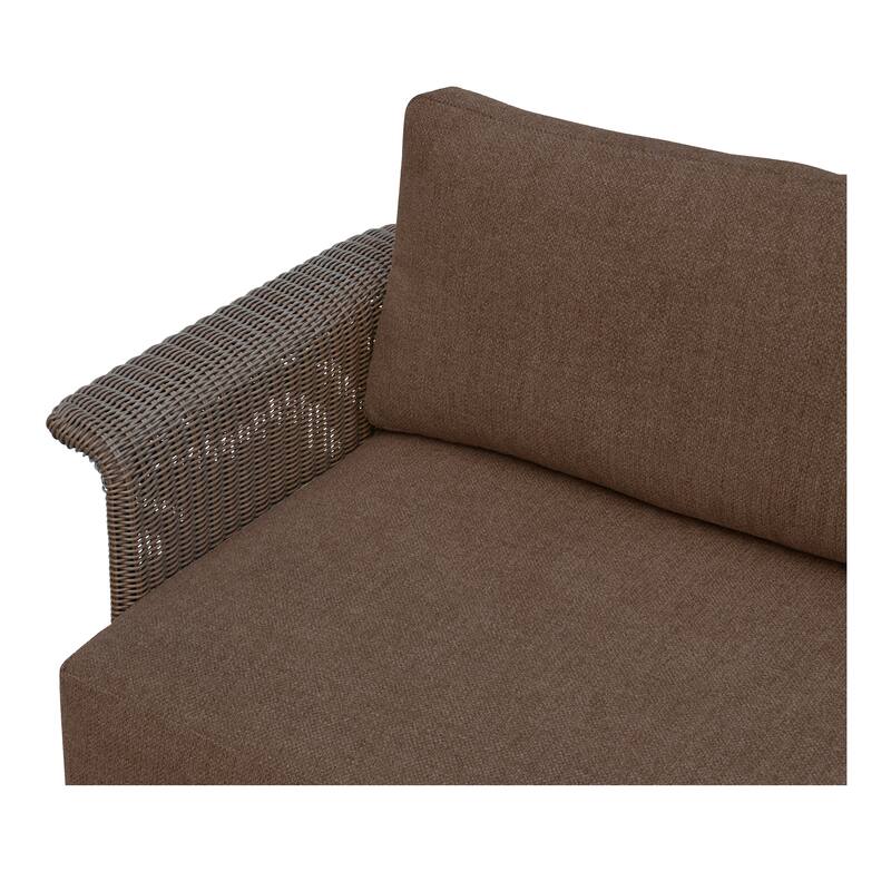 NADAAL STUDIOS Aralina Outdoor Sofa, Curved Windowpane Frame, 3-Seater, Brown Stripe Upholstery
