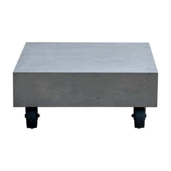 Shop Elara Rectangle Concrete Industrial Coffee Table With Wheels 8 X 10 On Sale Overstock 32054722