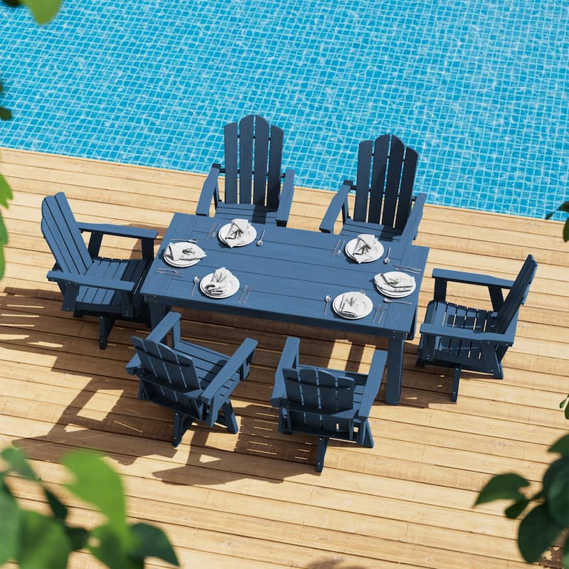 360° Swivel Patio Dining Chair with All-Weather HDPE Slatted Seat