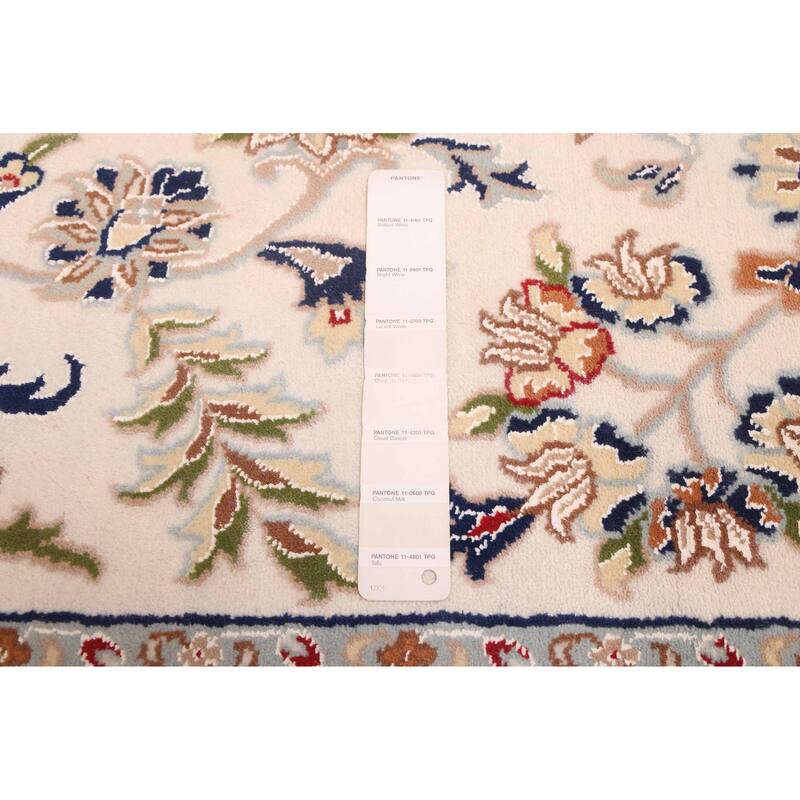 ECARPETGALLERY Hand-knotted Nain Cream Viscose, Wool Rug - 9'9 x 9'10