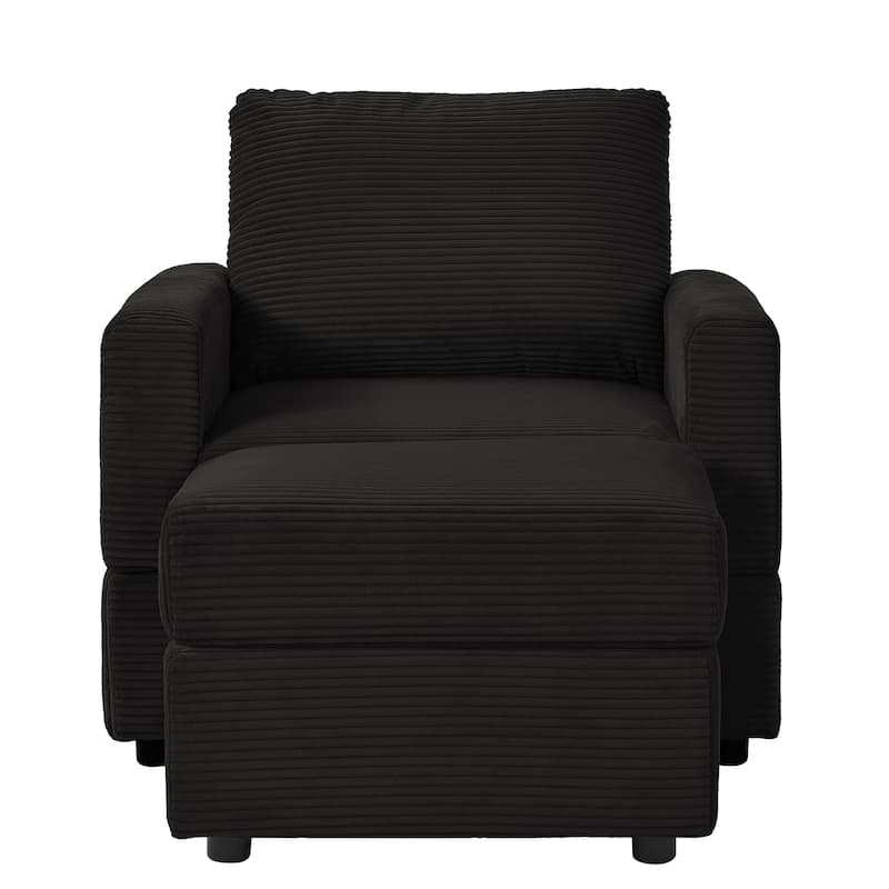 GDFStudio Classic Corduroy Club Chair with Ottoman