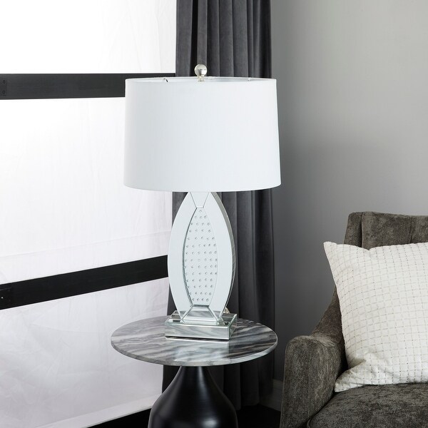 White Bamboo Table Lamp Tall Slim Shabby Chic Base Khaki Shade Bedside Light NEW 