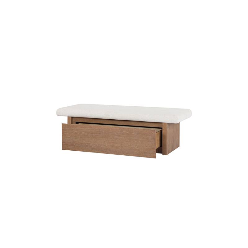 Title: NADAAL STUDIOS Nadaal Orielle Storage Bench, Linen‑Blend Chenille Seat with Oak Veneer Base Oat