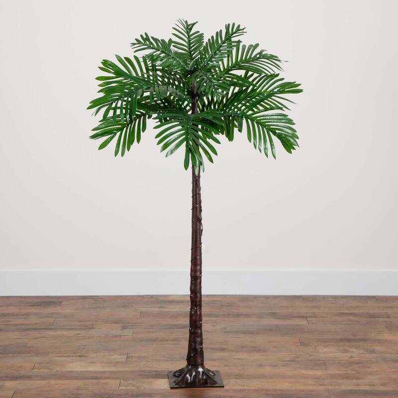 Pre-Lit Artificial Palm Tree - 4' - Warm White LED Lights