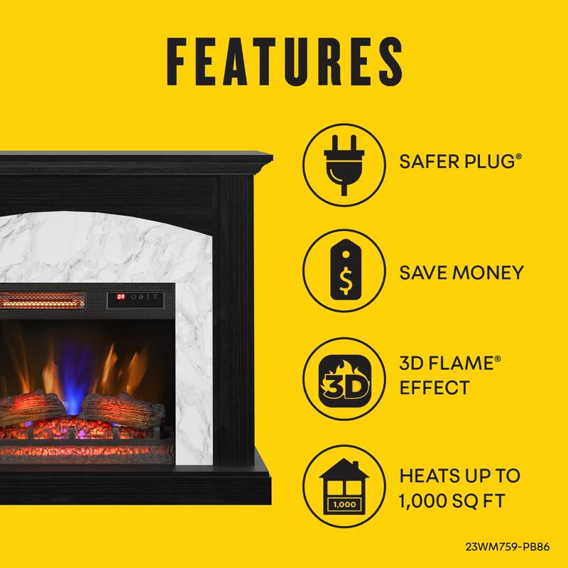 duraflame® Electric Fireplace Wall Mantel, Faux Marble