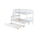 preview thumbnail 12 of 10, Twin Over Full Rubber Wood Bunk Bed with Trundle, White