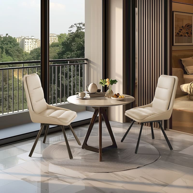 2 Pack Upholstered 360° Swivel Dining Chairs with Metal Legs