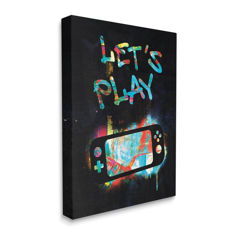 Stupell Let's Play Video Games Neon Street Style Canvas Wall Art, Design by Victoria Barnes