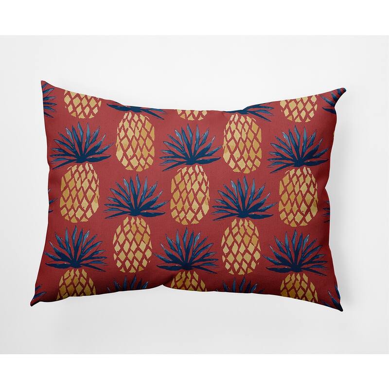 Pineapple Stripes Nautical Decorative Indoor Pillow - Ligonberry Red - 14" x 20"