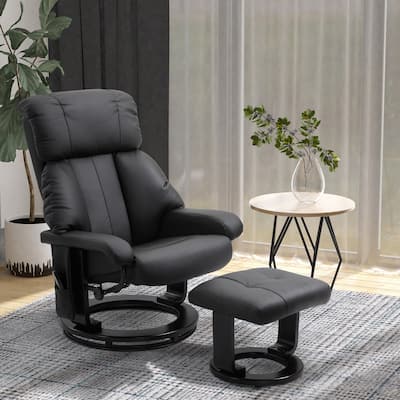 10 Point Vibration Massage Lounge Chair PU Leather Swivel Recliner Chair with Adjustable Backrest, Footrest and Remote
