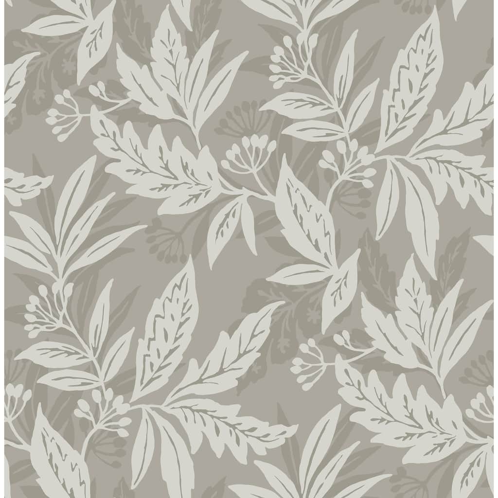 A-Street Prints Anita Pewter Woodland Floral Wallpaper