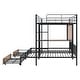 preview thumbnail 10 of 24, Full Over Twin & Twin Triple Bunk Bed with Drawers, Multi-Functional Metal Frame Bed with Desks and Shelves in the Middle